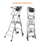 Escada rebatível com ampla plataforma de trabalho PL3 Faraone nº 3 degraus