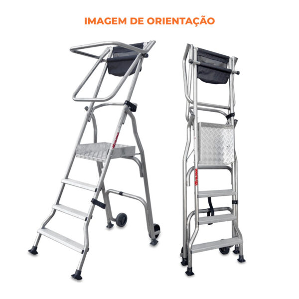 Escada rebatível com ampla plataforma de trabalho PL3 Faraone nº 3 degraus